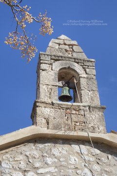 Bell tower of a chapel in Riglia in the southern Peloponnese of Greece
