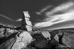 Rock stack on Dartmoor in black and white
