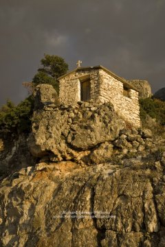 Tiny chapel on edge of Greek gorge