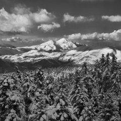 Snow covered mountains near Kalavrita in the Peloponnese of Greece