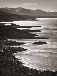 Sepia fine art print of Mani coastline around Kardamili and Stoupa