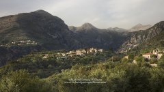 Mountainous landscape viewed from the village of Chora in Exohori in the Mani of Greece