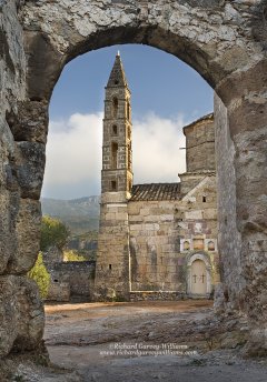 Church showing the historic architecture in the old part of Kardamyli town in the Mani of Greece