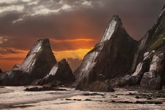 Rock formations at Westcombe Bay in Devon