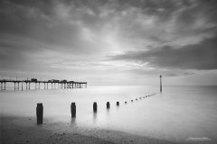 Groyne and pier in Teignmouth seascape