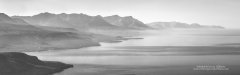 Panoramic large black and white print of Mani coastline in Greece