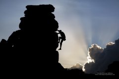 Action photo of climber on Dartmoor